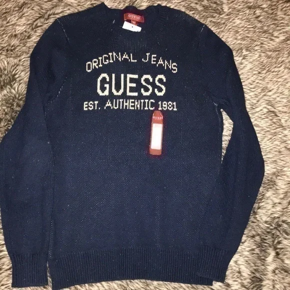 NWT Guess Jeans wool sweater in navy, small - Picture 1 of 6